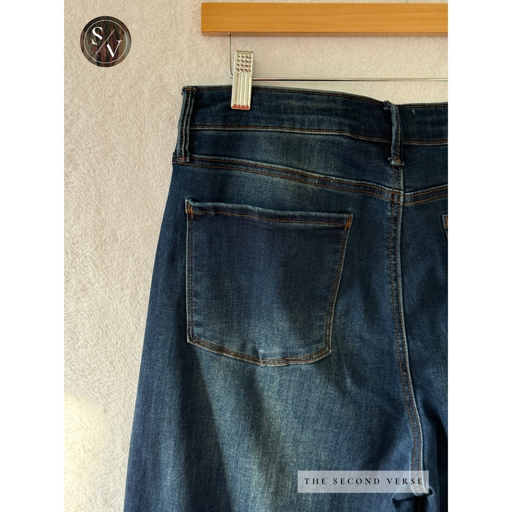 Whetherly Women Wide Leg Crop Jeans Dark Wash Raw Hem Denim Size 32/14 - Picture 6 of 13